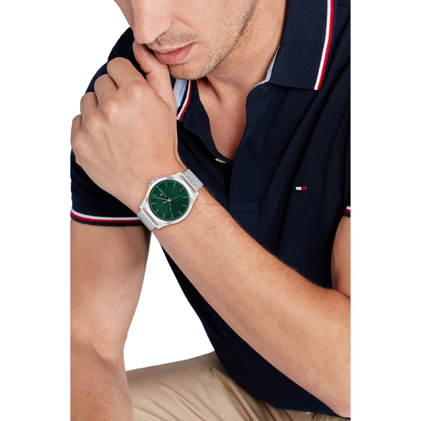 Reloj Análogo Casual Plateado de Hombre