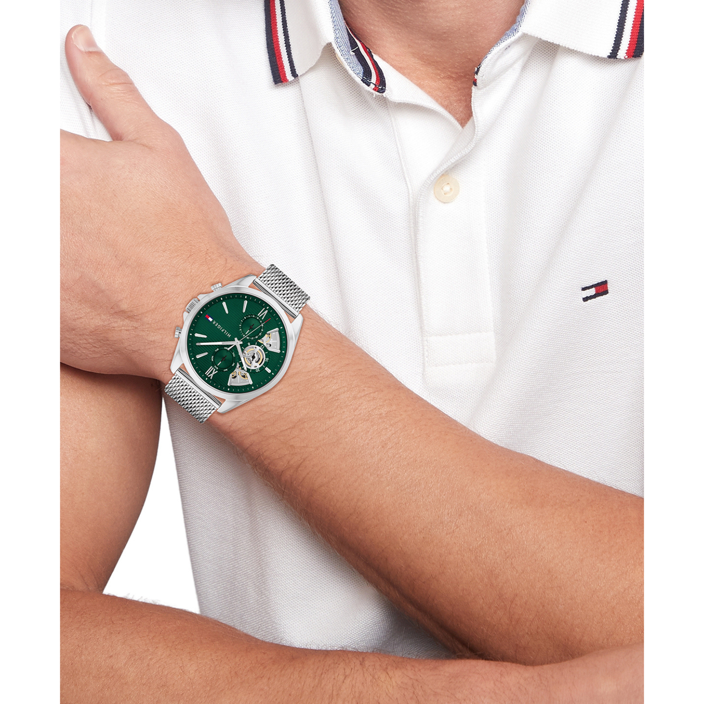 Reloj Análogo Casual Plateado de Hombre