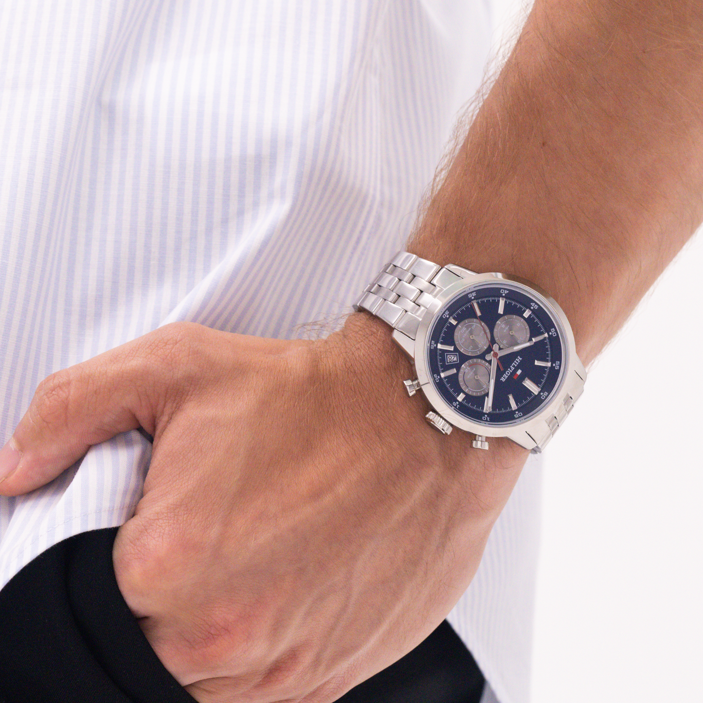 Reloj Análogo Casual Plateado de Hombre