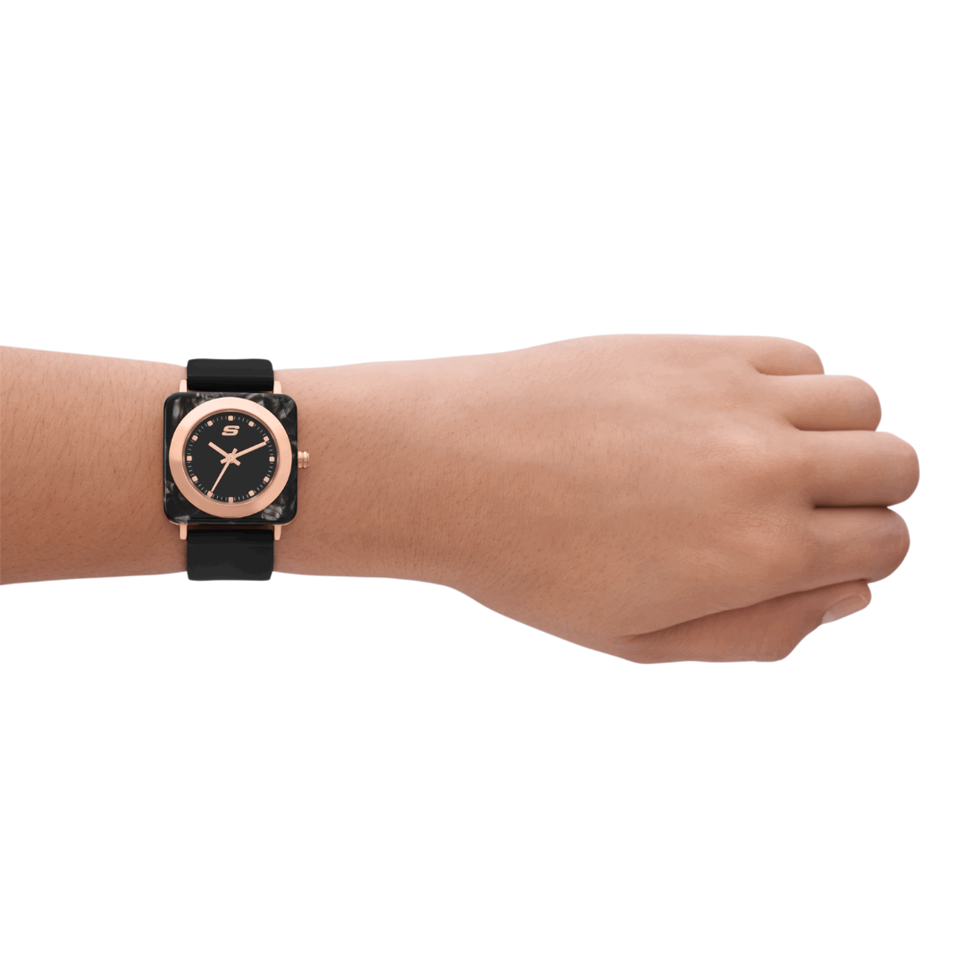 Reloj Análogo Casual Negro de Mujer