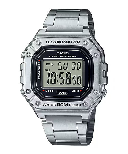 Reloj Digital Illuminator Vintage Plateado de Hombre