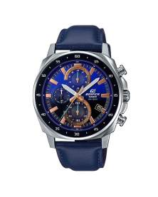 Edifice Cronografo Plateado Gradient y Cuero Azul de Hombre EFV-600L-2A