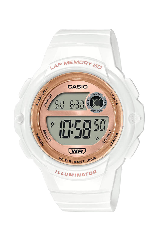 Reloj Digital Illuminator Lap Memory Sport Blanco de Mujer