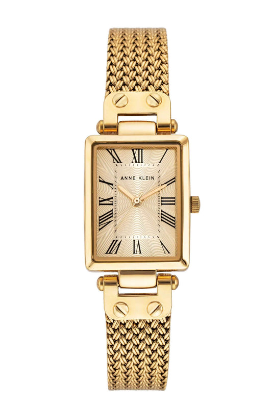 Reloj Análogo Rectangular  Ejecutivo Dorado de Mujer