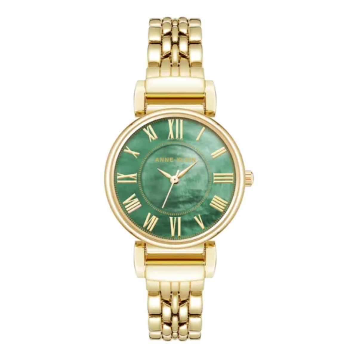 Reloj Análogo De Mujer Verde Esmeralda Y Dorado