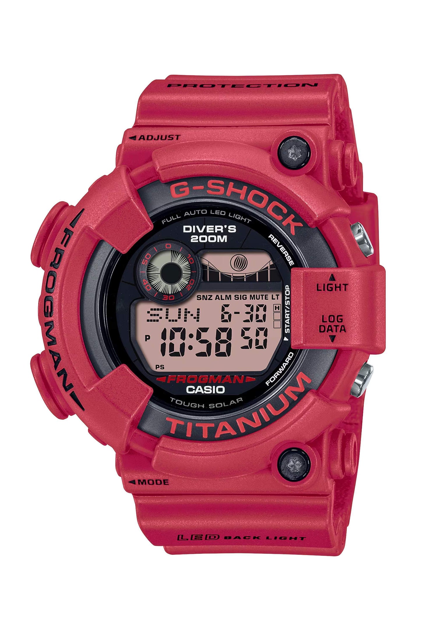 Reloj Digital Frogman Diver Titanium Vintage Rojo de Hombre