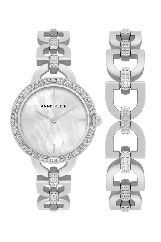 Reloj Análogo Crystals  Ejecutivo Plateado de Mujer