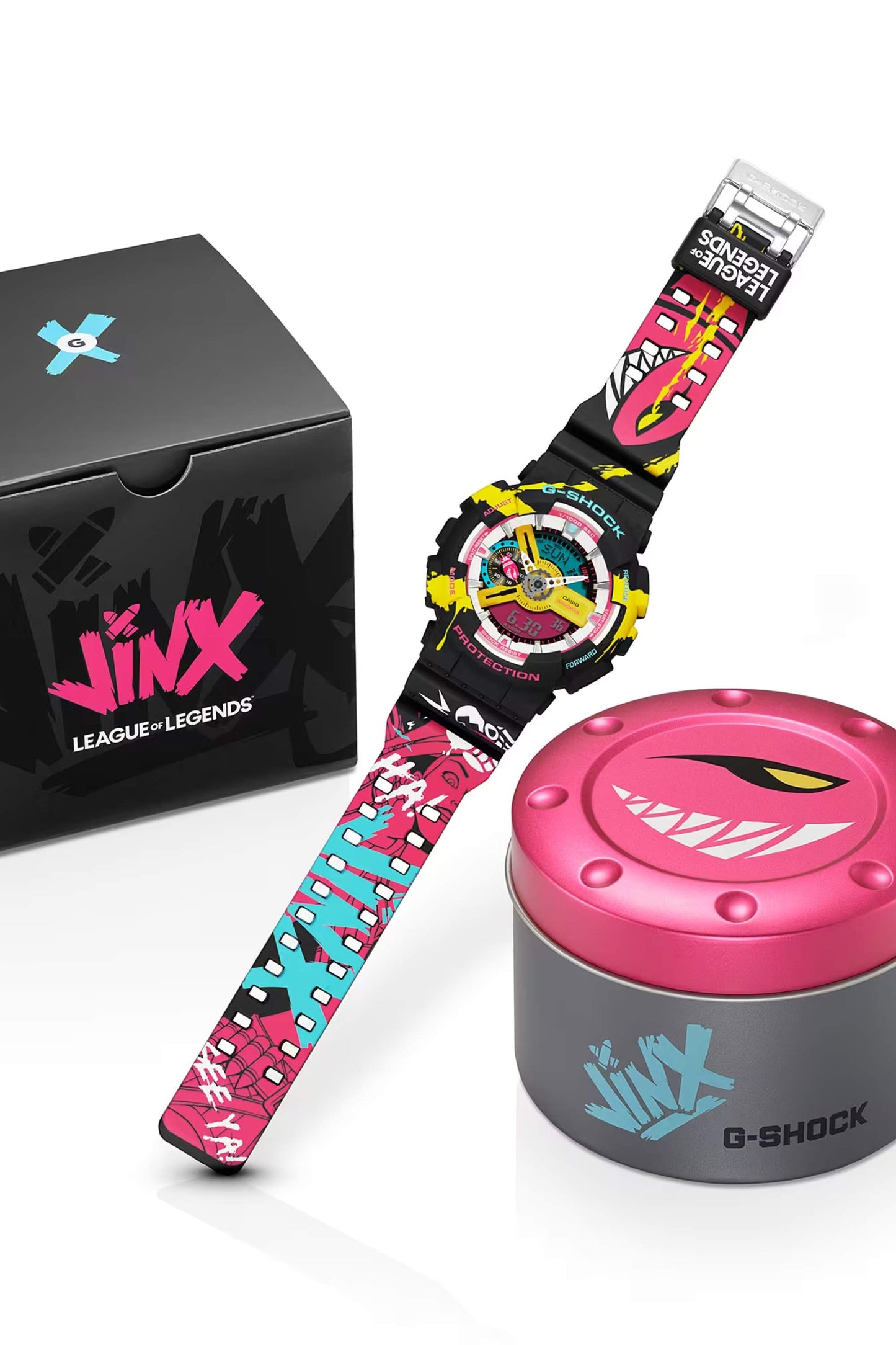 Reloj Análogo-Digital Jinx Colaboracion League of Legends Juvenil Negro de Hombre