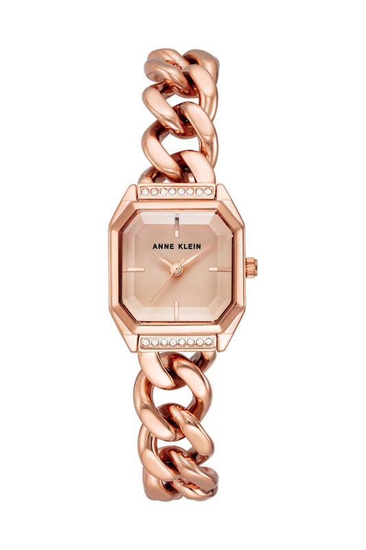 Reloj Análogo Crystal Octagonal  Luxury Rosado de Mujer