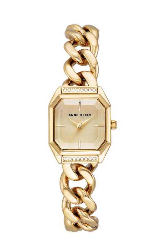 Reloj Análogo Crystal Octagonal  Ejecutivo Dorado de Mujer