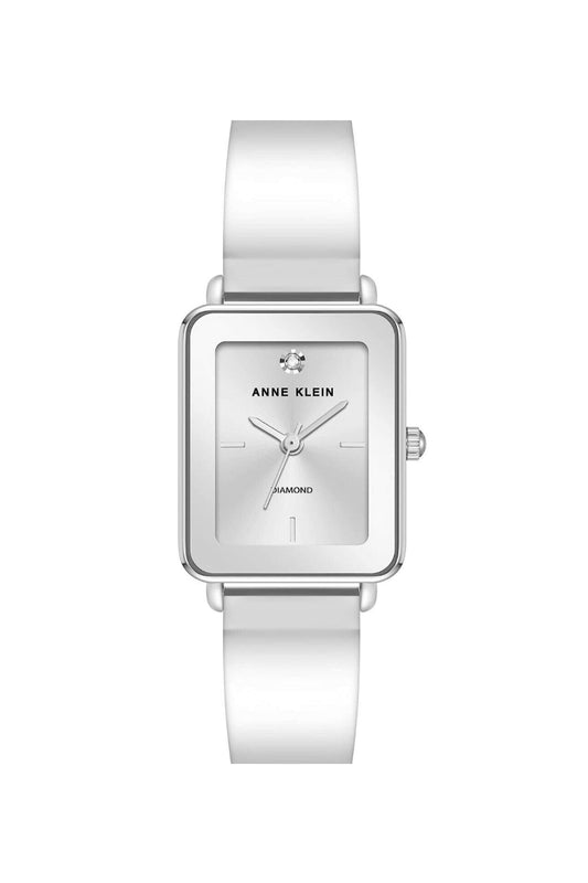 Reloj Análogo Rectangular  Casual Plateado de Mujer