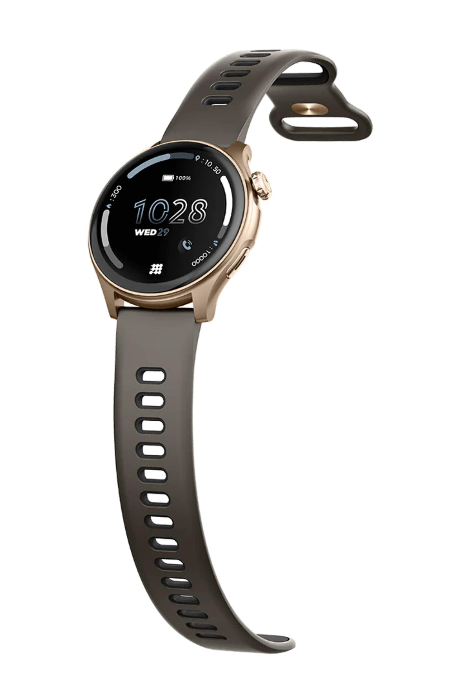 Reloj Digital Smartwatch Aura Dorado y Moca Sport Unisex