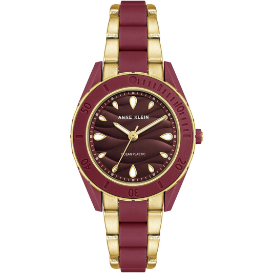 Reloj Dorado y Borgoña Análogo de Mujer