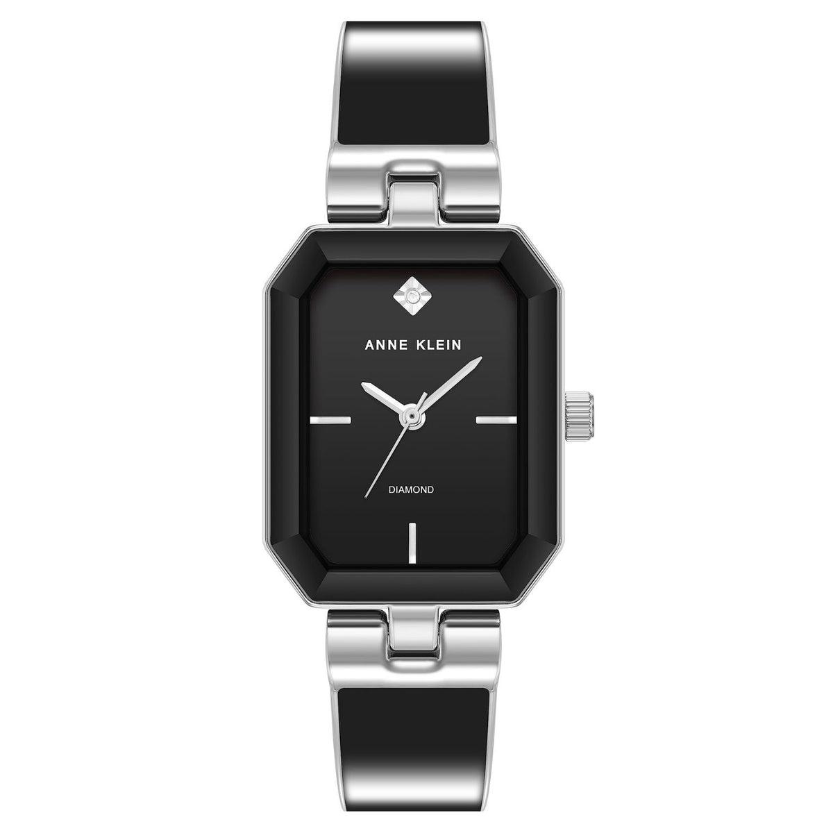 Reloj Plateado y Negro Análogo de Mujer