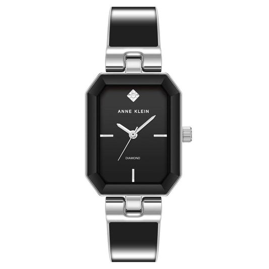 Reloj Plateado y Negro Análogo de Mujer