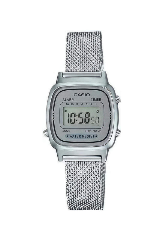 Reloj Digital Casual Plateado de Mujer