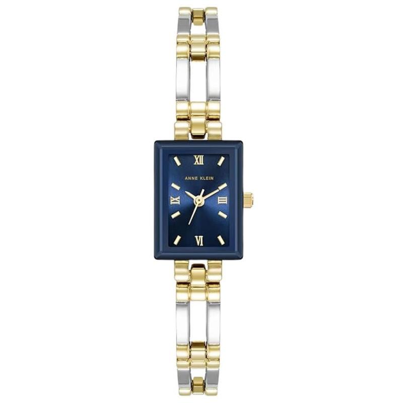 Reloj Análogo De Mujer Azul Marino, Plateado Y Dorado