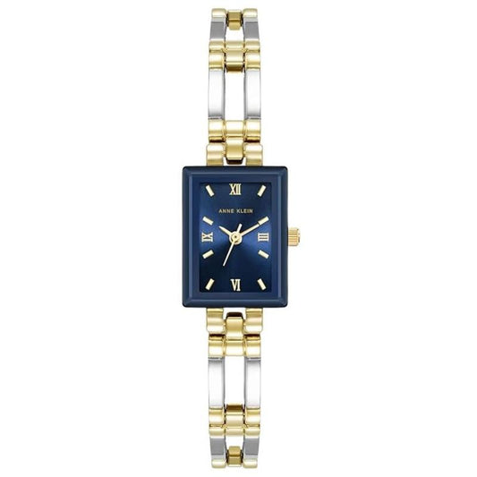 Reloj Análogo De Mujer Azul Marino, Plateado Y Dorado