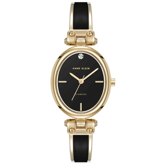 Reloj Análogo De Mujer Negro Y Dorado