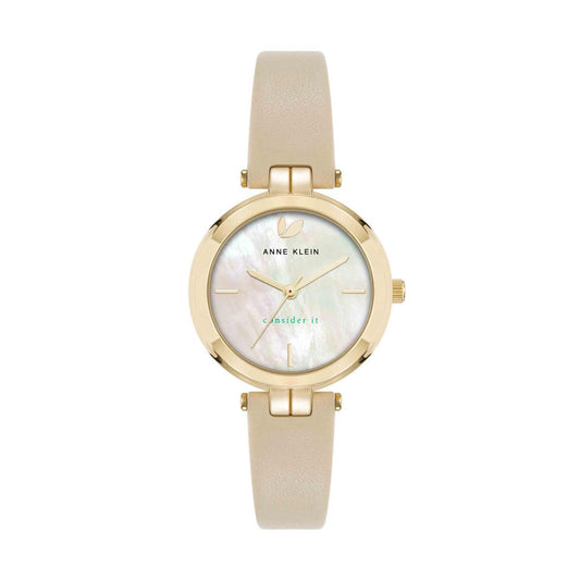 Reloj Dorado, Beige y Blanco Análogo de Mujer