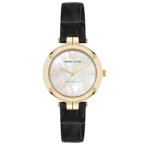 Reloj Dorado, Blanco Nacarado y Negro Análogo de Mujer