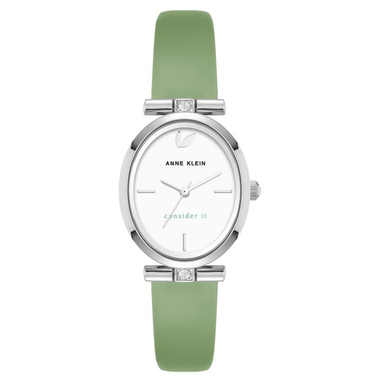 Reloj Plateado, Verde y Blanco Análogo de Mujer