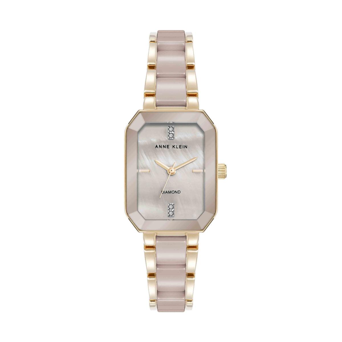 Reloj Análogo De Mujer Beige Y Dorado
