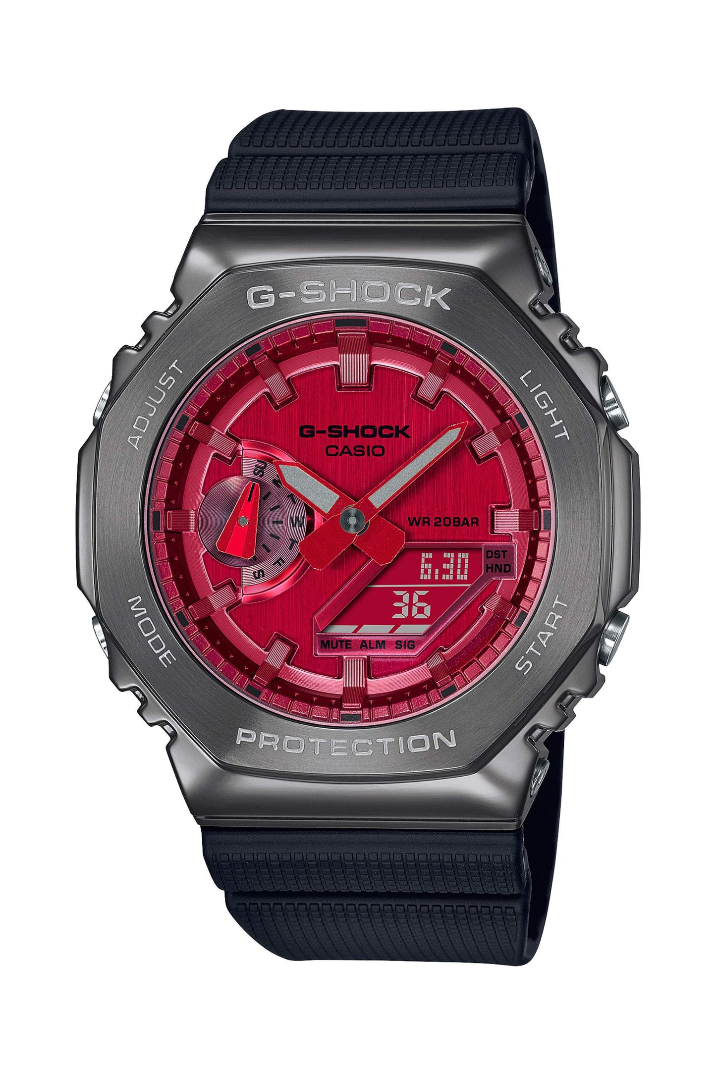 Reloj Análogo-Digital Bemetal Octagon Gunmetal Casual Rojo de Hombre