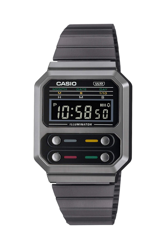 Reloj Digital Gunmetal Alien Vintage Plateado de Hombre