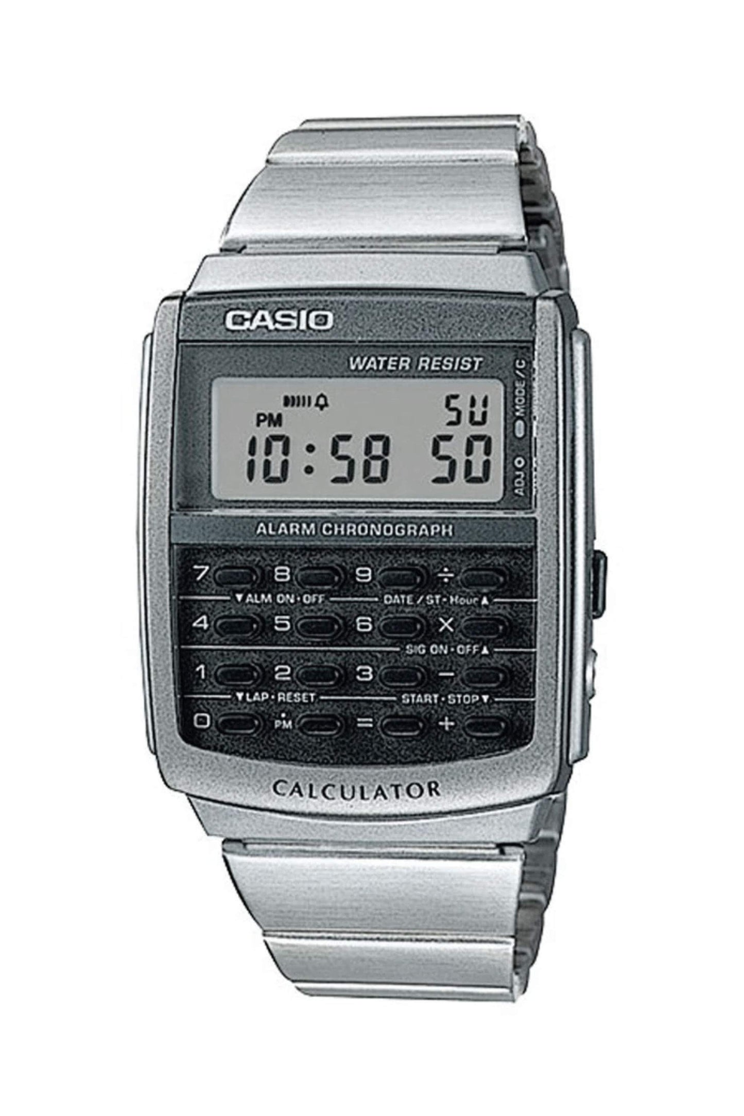 Reloj Digital Calculadora Casual Plateado de Hombre