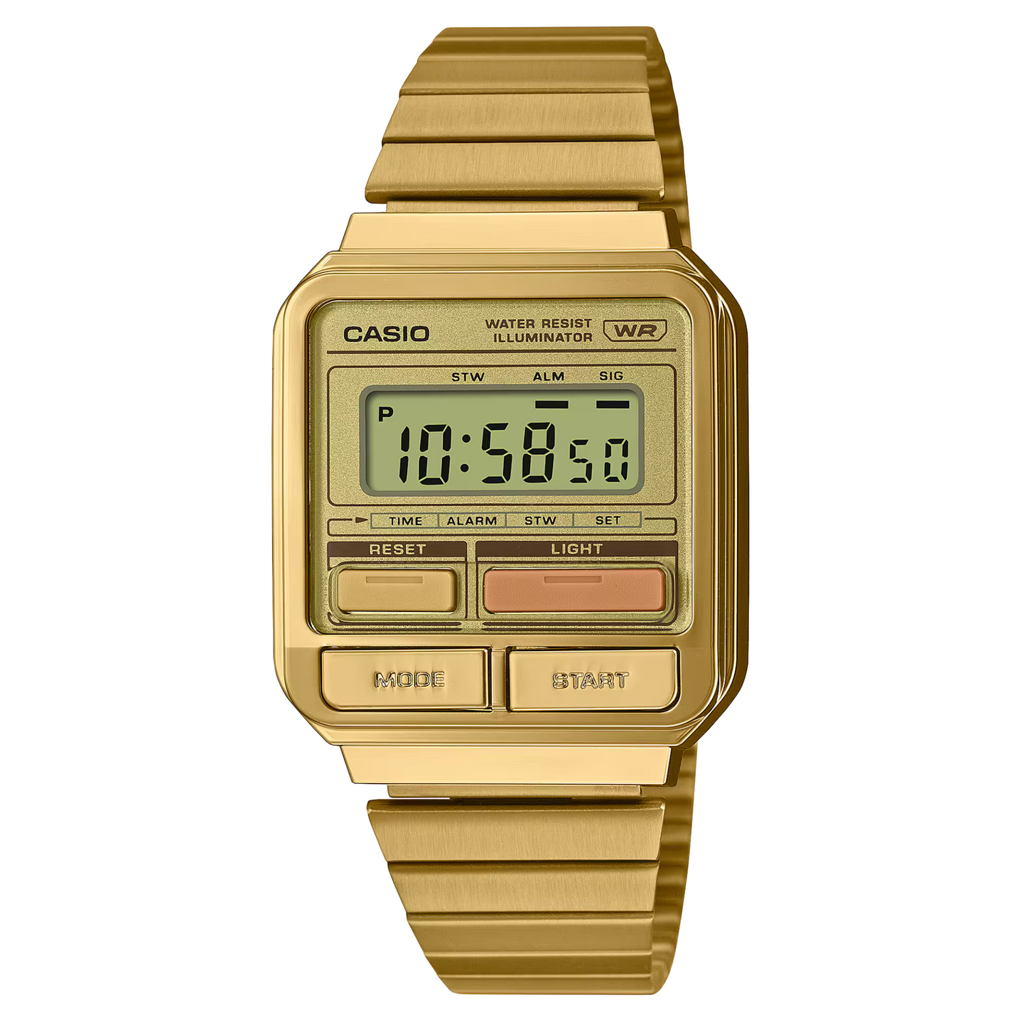 Reloj Digital Retrofuturista Vintage Dorado de Hombre