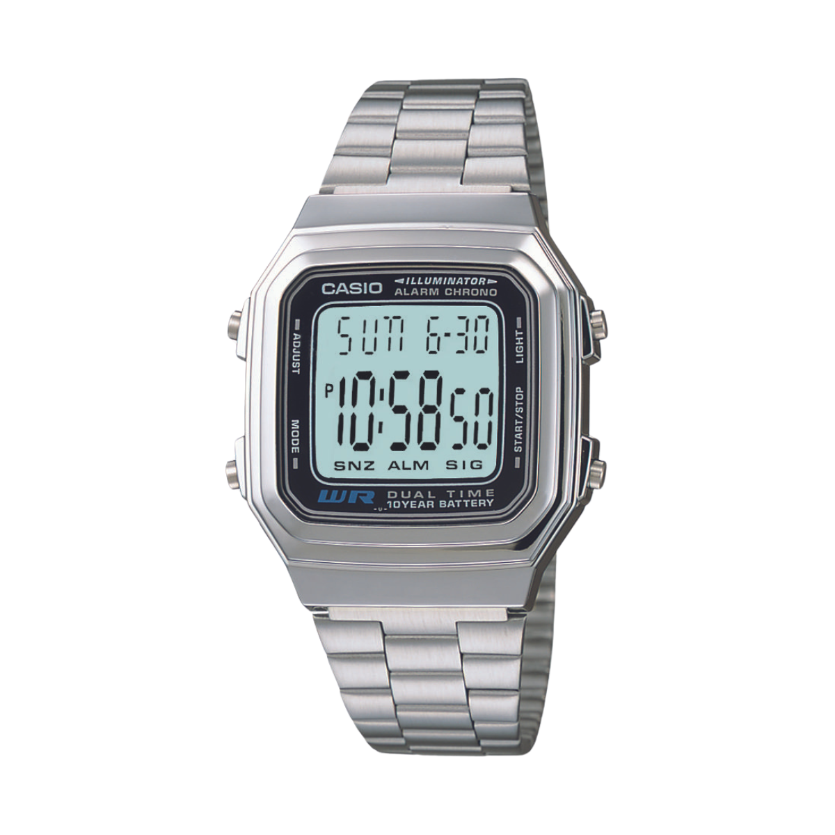 Reloj Digital Vintage Plateado de Hombre