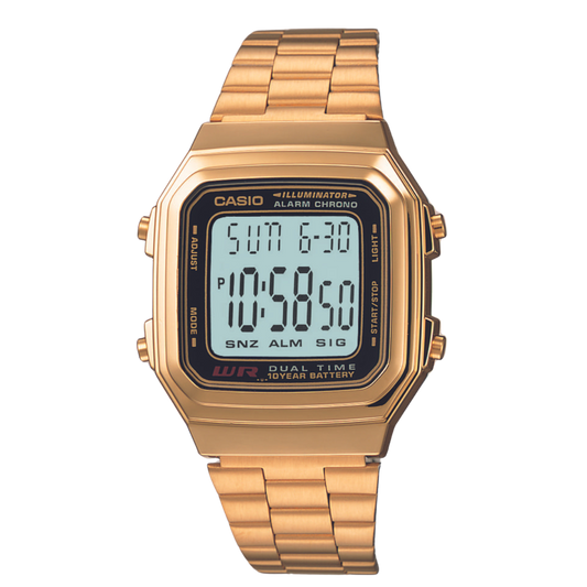 Reloj Digital Dual Time Vintage Dorado de Hombre