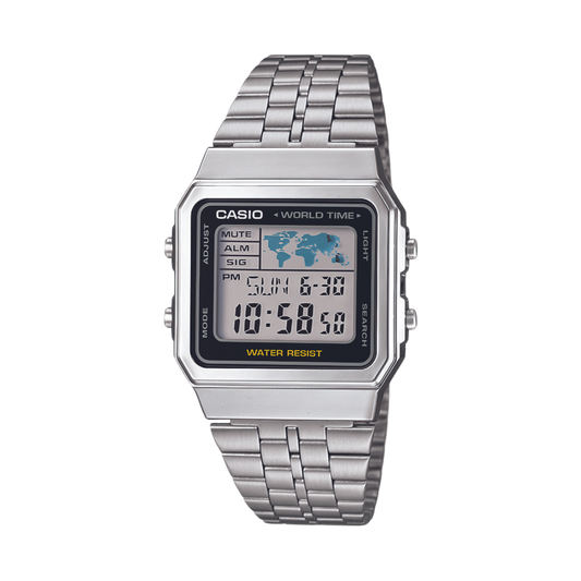 Reloj Digital Vintage Plateado de Hombre