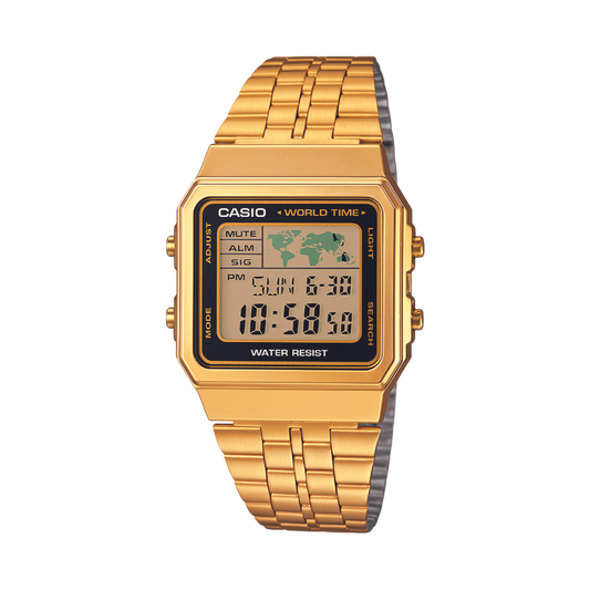 Reloj Digital World Time Vintage Dorado de Hombre