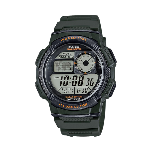 Reloj Digital Illuminator World Time Sport Verde de Hombre