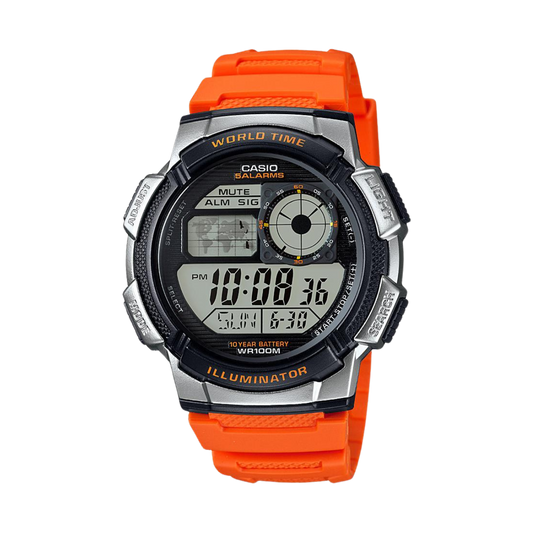 Reloj Digital Illuminator World Time Sport Plateado de Hombre