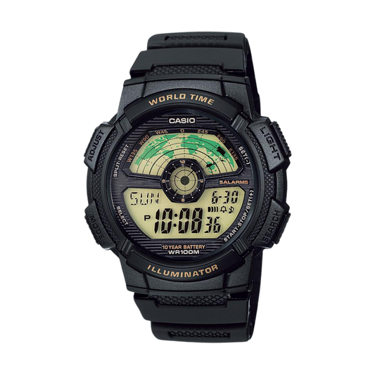 Reloj Análogo Illuminator World Time Ejecutivo Negro de Hombre