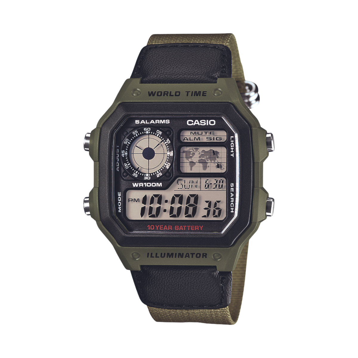 Reloj Digital Illuminator World Time Casual Verde de Hombre