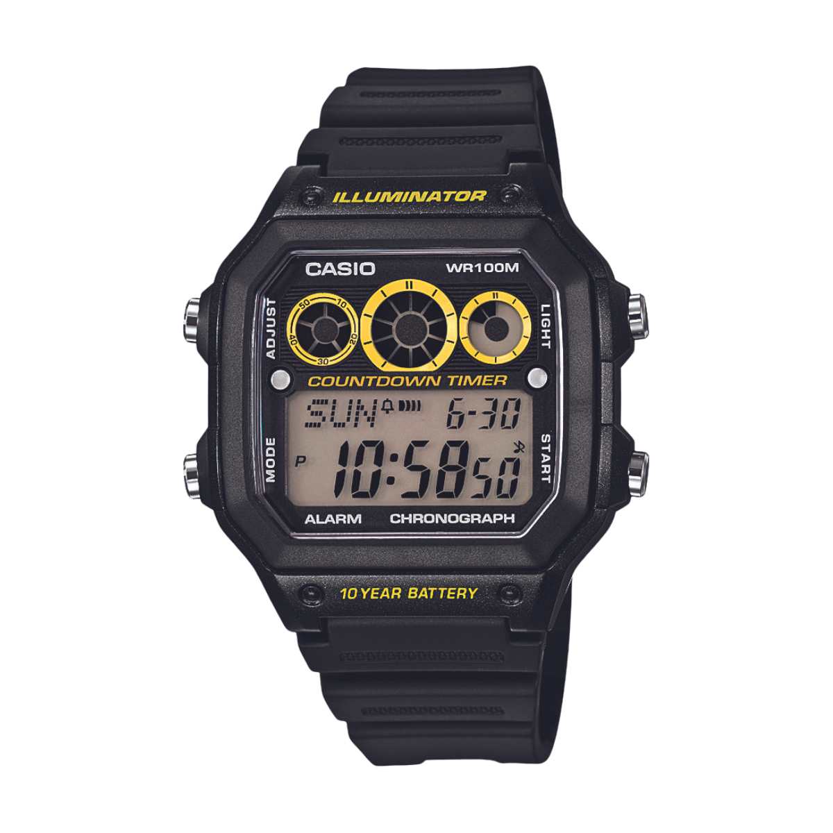 Reloj Digital Illuminator Casual Negro de Hombre