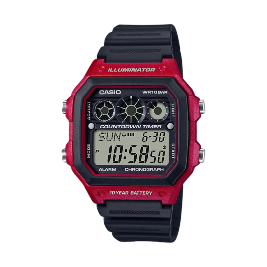 Reloj Digital Illuminator Casual Rojo de Hombre