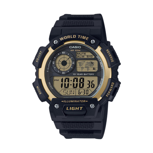 Reloj Digital Illuminator World Time Casual Negro de Hombre