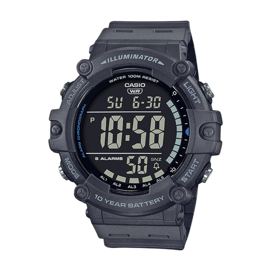 Reloj Digital Illuminator Wide-Face LCD Casual Negro de Hombre