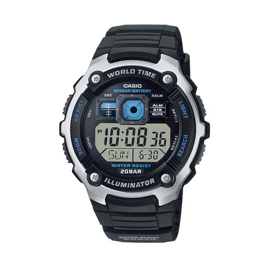 Reloj Digital Illuminator World Time Casual Negro de Hombre