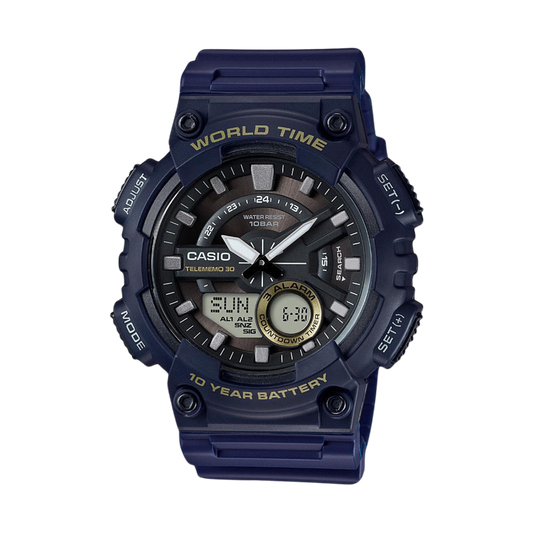 Reloj Análogo-Digital World Time Telememo Casual Azul de Hombre