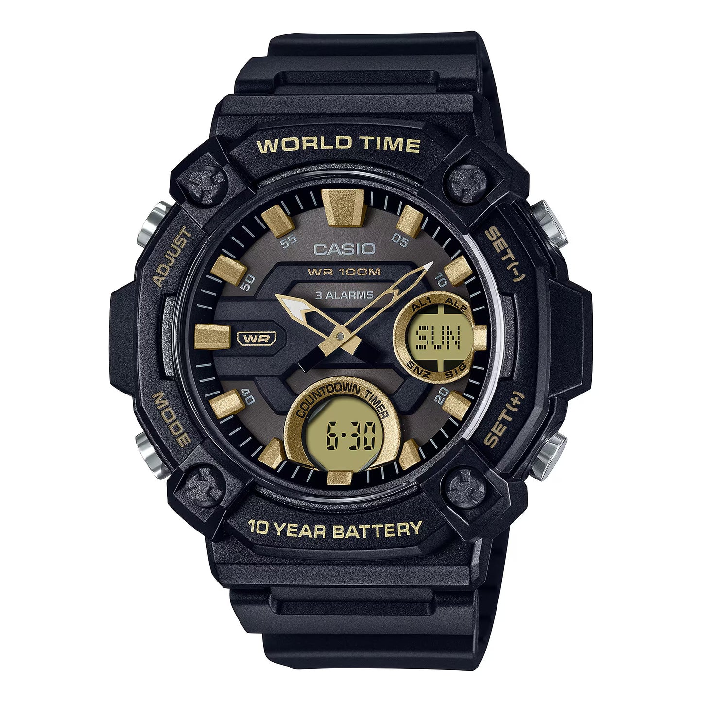 Reloj Análogo-Digital World Time Sport Negro de Hombre