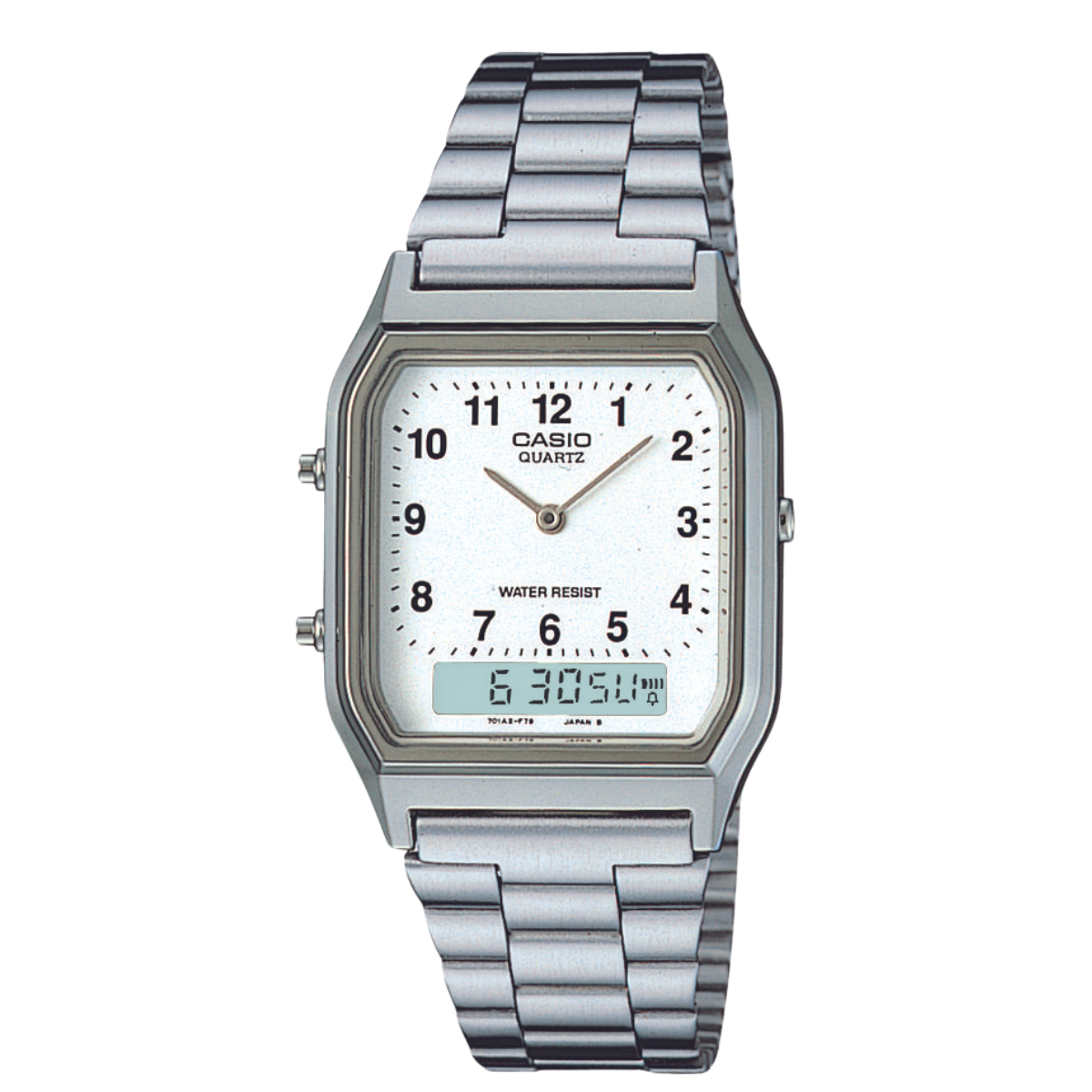 Reloj Análogo-Digital Casual Plateado de Hombre