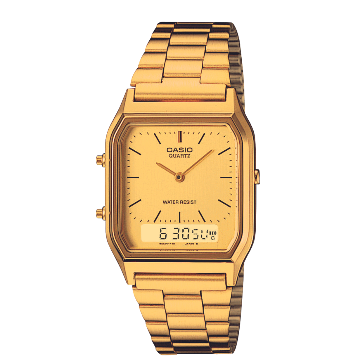 Reloj Análogo-Digital Vintage Dorado de Hombre