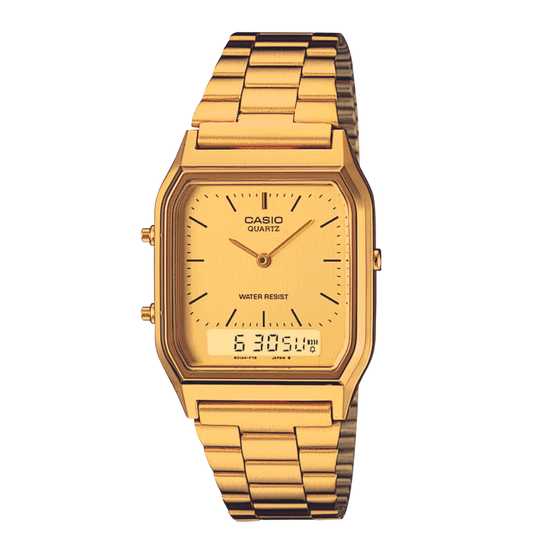 Reloj Análogo-Digital Vintage Dorado de Hombre