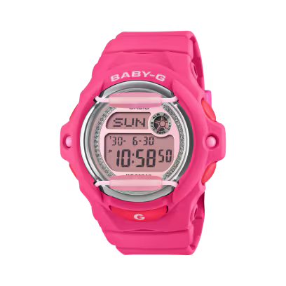 Reloj Digital Casual Rosado Brillante de Mujer